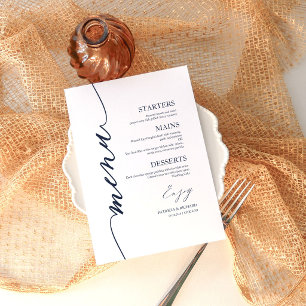 Cartão de Menu de Casamento com Letra Rebuscada pa