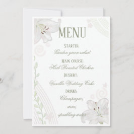 Cartão de menu de casamento com Lírio Branco desen