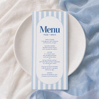 cartão de menu de casamento com listras onduladas 