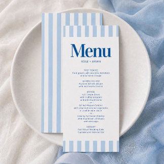 Cartão de menu de casamento com listras onduladas 