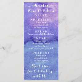 Cartão de Menu de Casamento com Mandala Roxa em Aq
