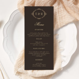 Cartão de Menu de Casamento com Moldura Barroca Ro
