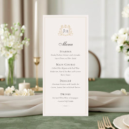 Cartão de Menu de Casamento com Monograma de Châte