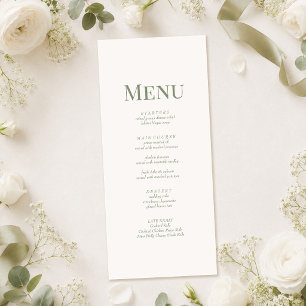 Cartão de Menu de Casamento com Monograma em Verde