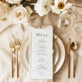 Cartão de Menu de Casamento com Monograma Minimali