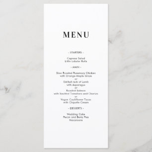 Cartão de Menu de Casamento com Monograma Moderno 