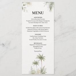 Cartão de Menu de Casamento com Palmeira em Aquare