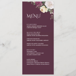 Cartão de Menu de Casamento com Peônias Burgundy M