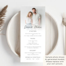 Cartão de Menu de Casamento com Sobreposição de Fo