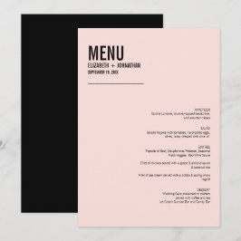 Cartão de Menu de Casamento com Tipografia Rosa Si