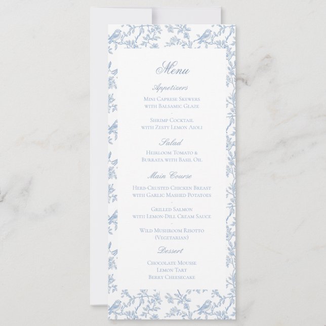 Cartão de Menu de Casamento com Toile Floral e de  (Frente)