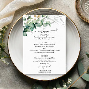 Cartão de Menu de Casamento com Vegetação Rustic C