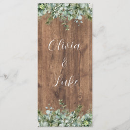 Cartão de Menu de Casamento com Verde Eucalipto |