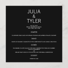 Cartão de Menu de Casamento Contemporâneo