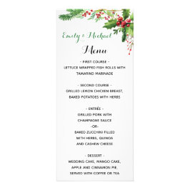 Cartão de menu de casamento cor d'água botânica ve