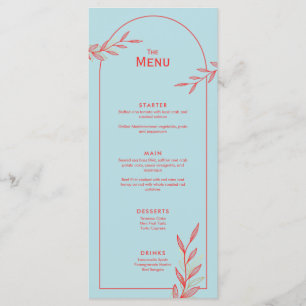 Cartão de Menu de Casamento Costeiro Azul Gelo