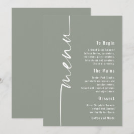 Cartão de Menu de Casamento da Caligrafia Rodada