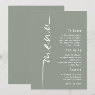 Cartão de Menu de Casamento da Caligrafia Rodada