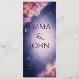 Cartão de Menu de Casamento da Lua Celestial Elega