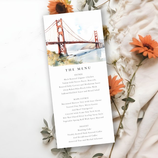 Cartão de Menu de Casamento da Ponte Golden Gate d (Criador carregado)