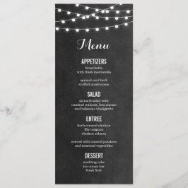 Cartão de Menu de Casamento das Luzes de Corda de