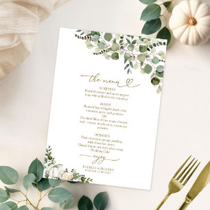 Cartão de Menu de Casamento de Abóbora Verde Outon