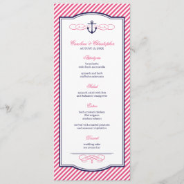 Cartão de Menu de Casamento de Âncora Náutica, mar