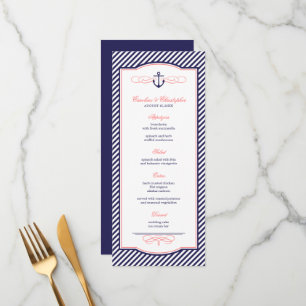 Cartão de Menu de Casamento de Âncora Náutica mari