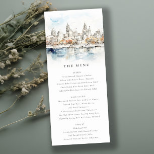 Cartão de Menu de Casamento de Aquarela de Kansas