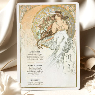 Cartão de Menu de Casamento de Arte Eetal Nouveau