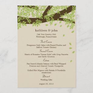 Cartão de Menu de Casamento de Árvore de Oak