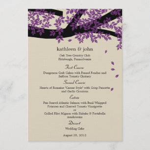 Cartão de Menu de Casamento de Árvore de Oak