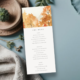 Cartão de Menu de Casamento de Árvores Amarelas Co