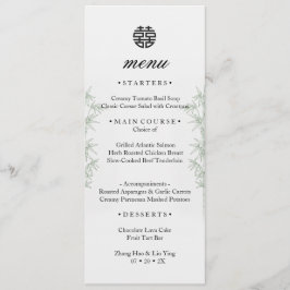 Cartão de Menu de Casamento de Bambu Felicidade Du
