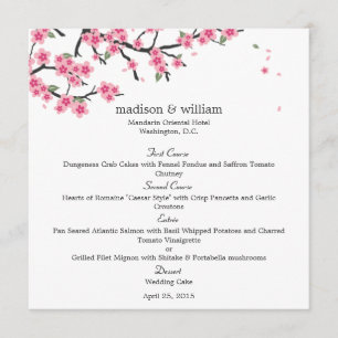 Cartão de Menu de Casamento de Cherry Blossoms