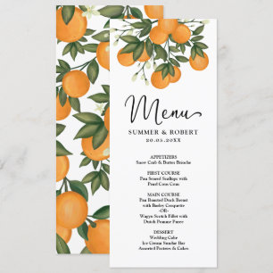 Cartão de Menu de Casamento de Citrus Greenery