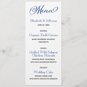 Cartão de Menu de Casamento de Compass Azul Náut