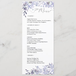 Cartão de Menu de Casamento de Cores d'Água Elegan