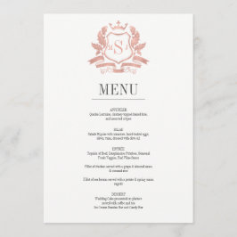 Cartão de Menu de Casamento de Crest Dourado Cláss