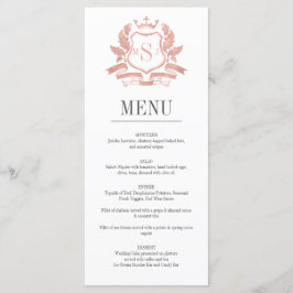 Cartão de Menu de Casamento de Crest Dourado Cláss