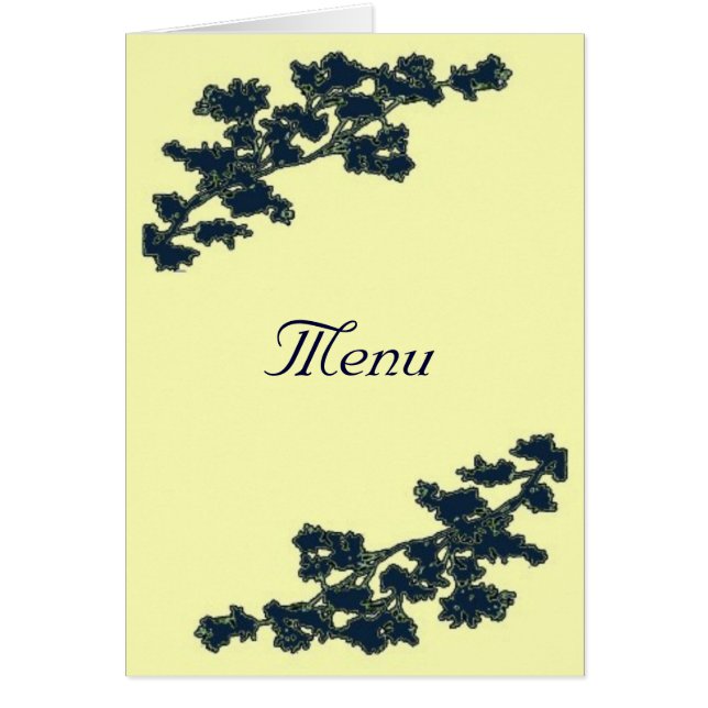 Cartão de Menu de Casamento de Deco Floral Persona (Frente)