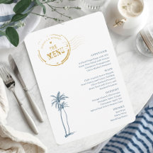 Cartão de Menu de Casamento de Destino Moderno