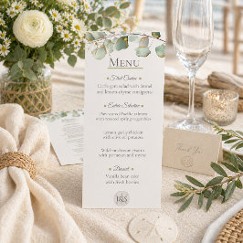 Cartão de Menu de Casamento de Eucalipto Costeiro