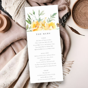 Cartão de Menu de Casamento de Flor de Rosa de Aqu