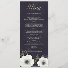 Cartão de Menu de Casamento de Flores Noturnas de 