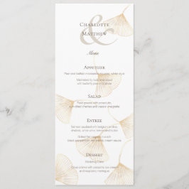 Cartão de Menu de Casamento de Folga Dourada