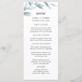 Cartão de Menu de Casamento de Folha de Cores d'Ág