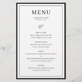 Cartão de menu de Casamento de Folha de Fronteira 