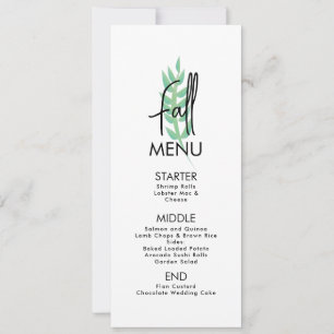 Cartão de Menu de Casamento de Folhas de Outono