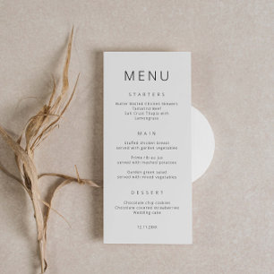 Cartão de Menu de Casamento de Fonte Simples Minim
